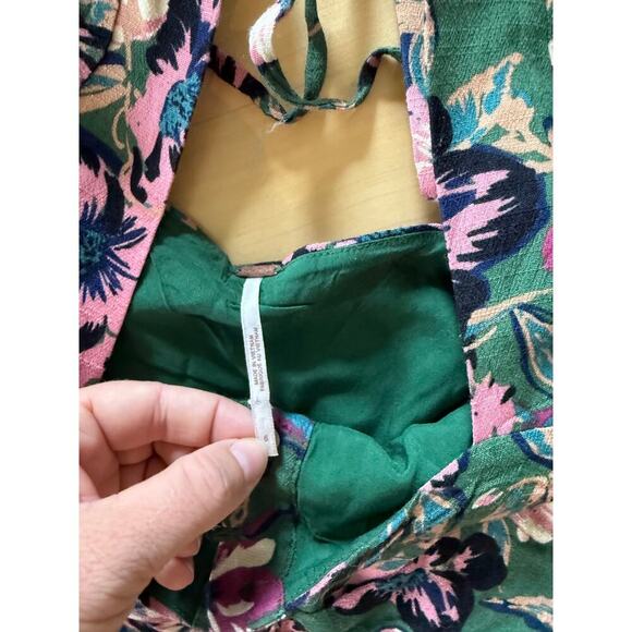 Free People Floral Green Dress Size 6 - Picture 3 of 3